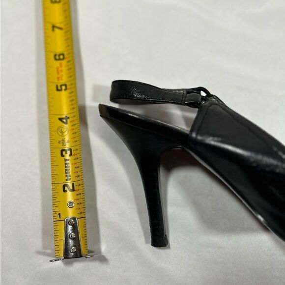 Tahari Sexy Leather Black Peep Toe Heels pumps with ankle strap Lacey Slingback - Picture 6 of 11